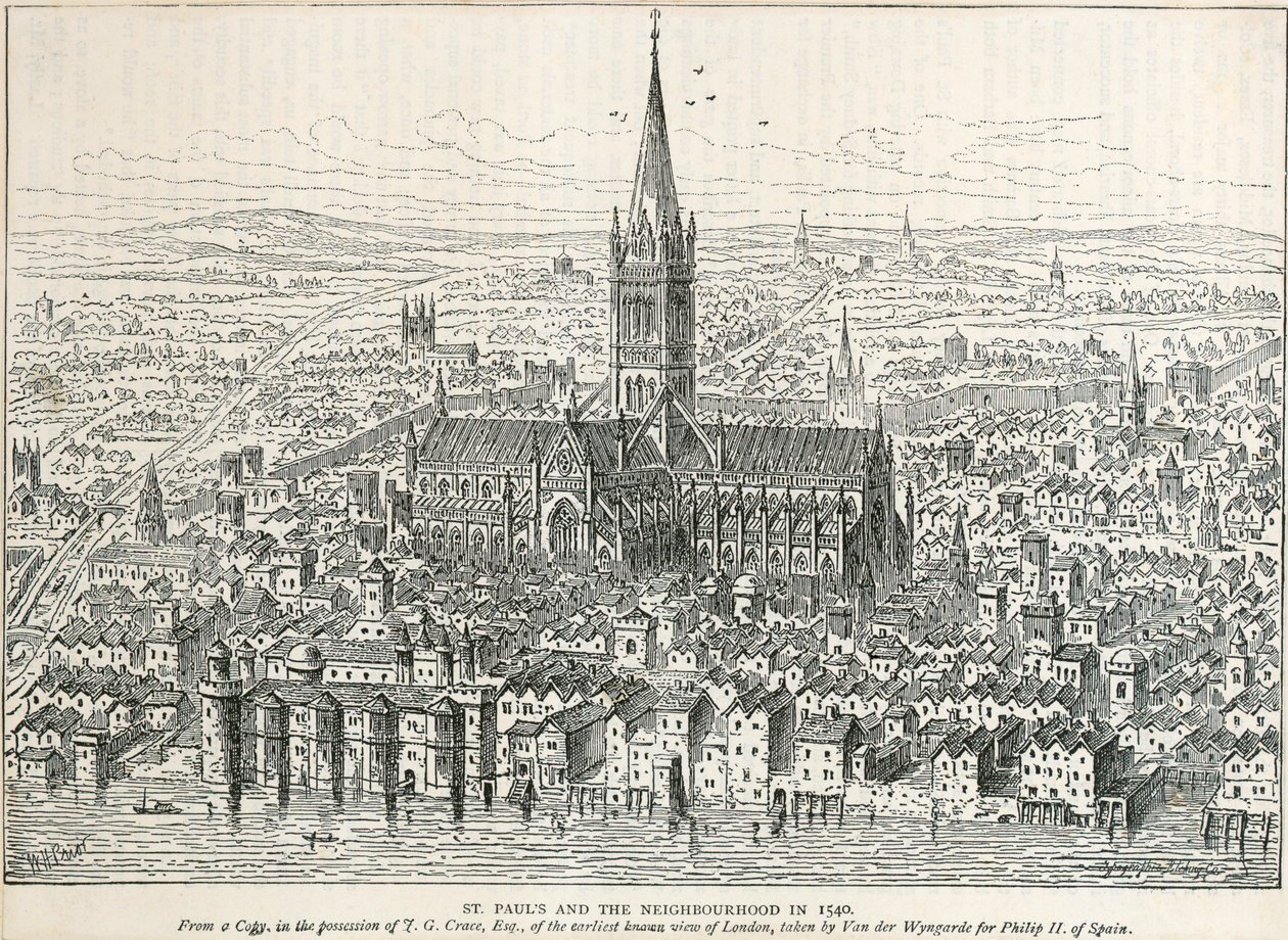Stará katedrála svatého Pavla, City of London, 1540 c1883-c1885 od Unbekannt