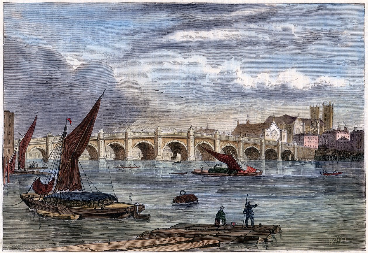 Old Westminster Bridge v roce 1754, 19. století od Unbekannt
