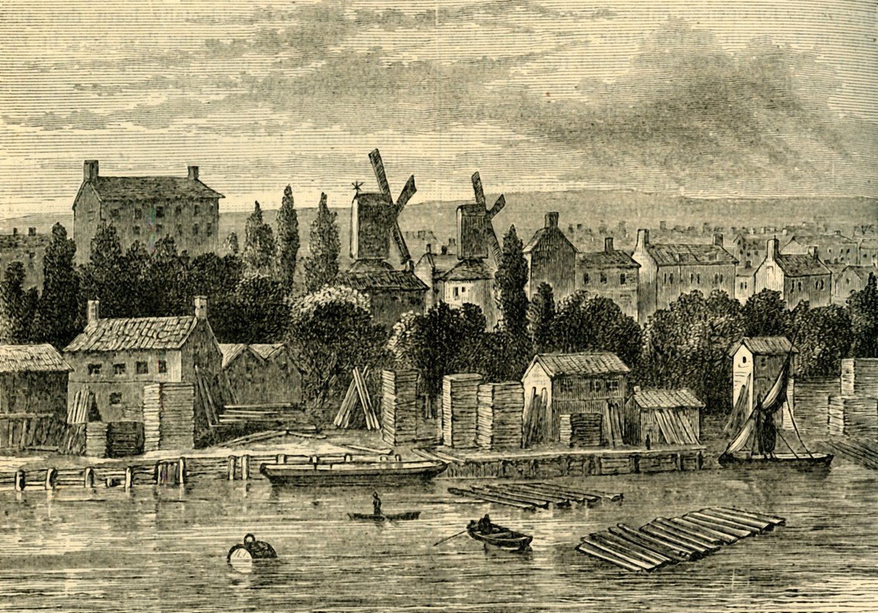 Staré větrné mlýny v Lambeth, asi 1750, c1878. od Unbekannt