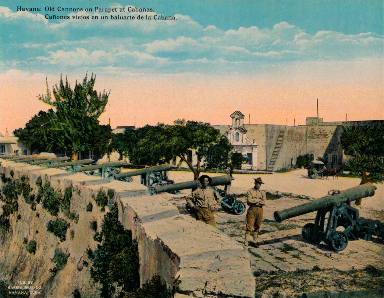 Stará děla na parapetu v pevnosti La Cabana, Havana, Kuba, c1920 od Unbekannt