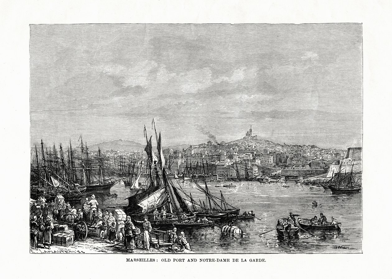 Starý přístav a Notre Dame de la Garde, Marseilles, Francie, 1879 od Unbekannt