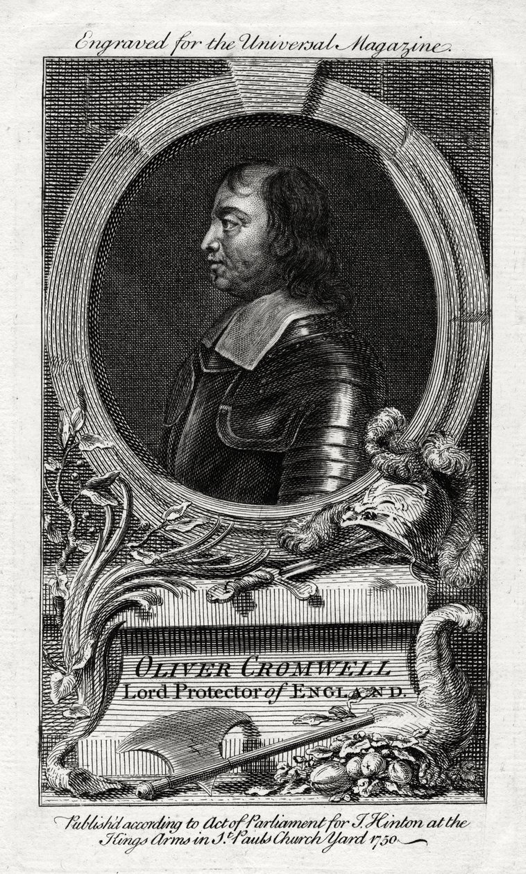 Oliver Cromwell, lord protektor Anglie, 1750 od Unbekannt