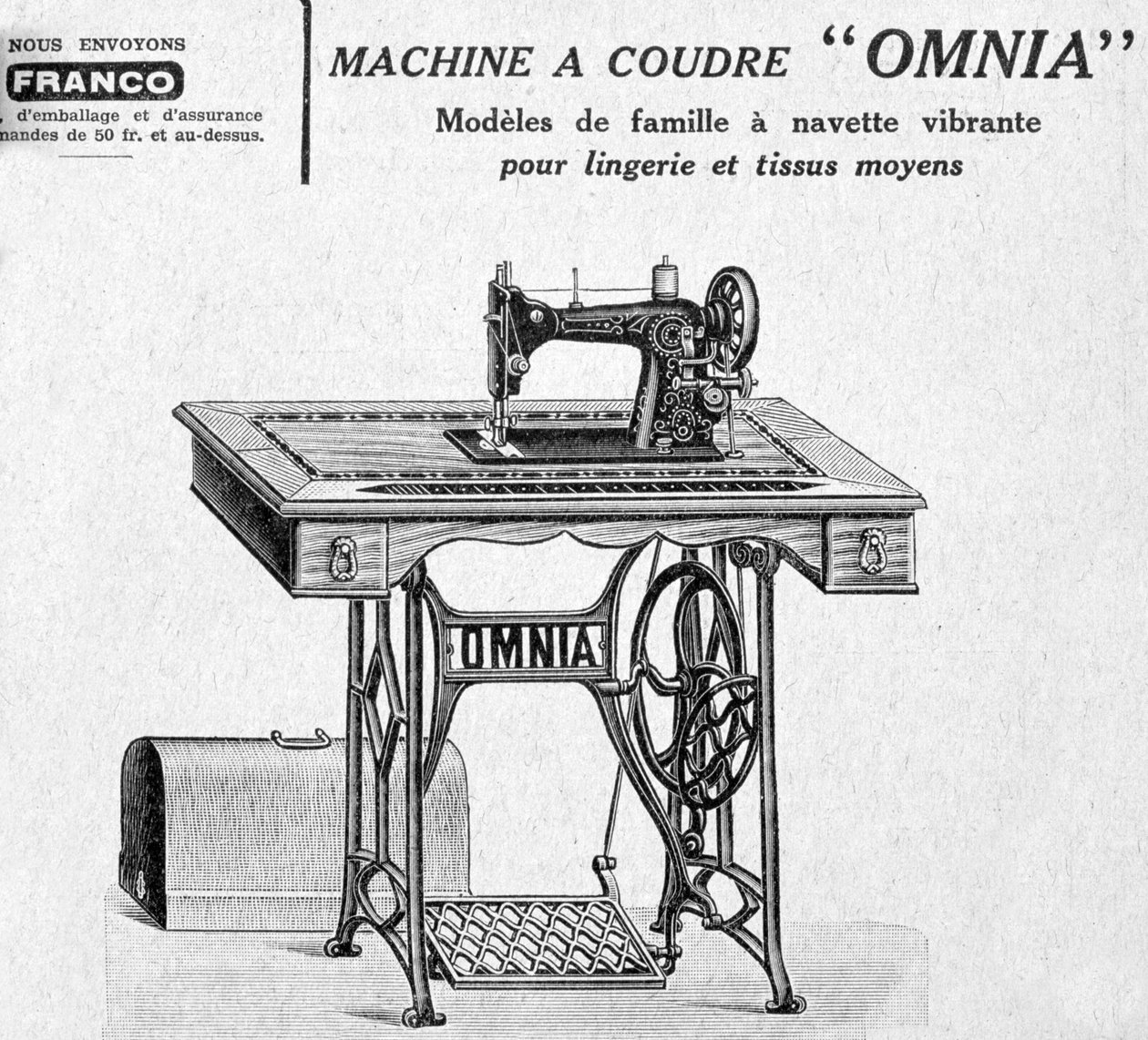 Inzerce šicích strojů Omnia, 20. století od Unbekannt