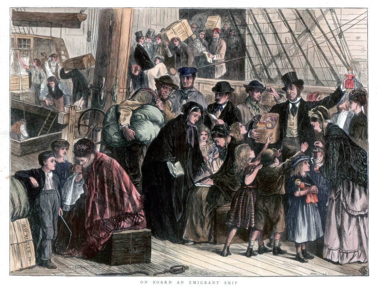 Na palubě emigrantské lodi, 1871 od Unbekannt