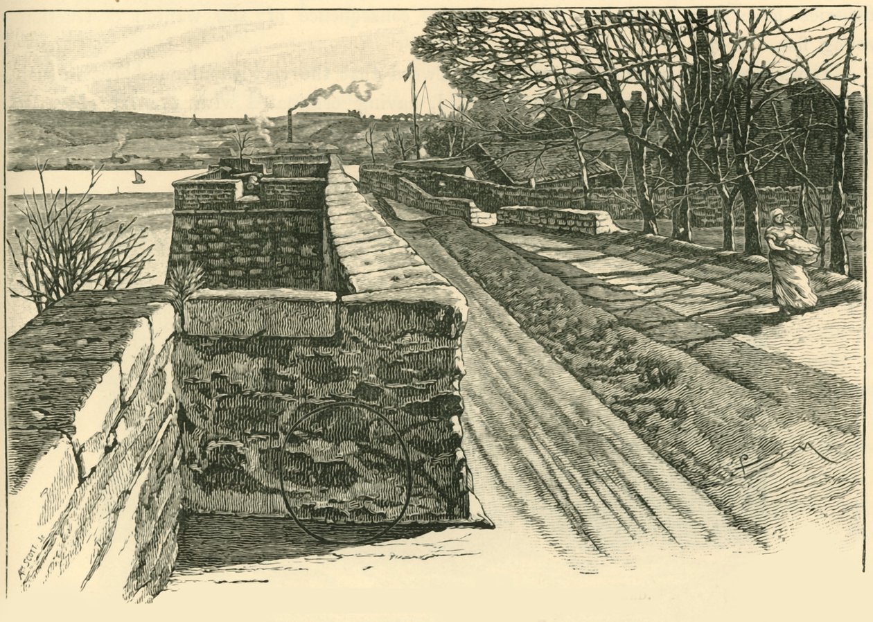 On the Walls of Berwick, Looking Across the Tweed, 1898. od Unbekannt