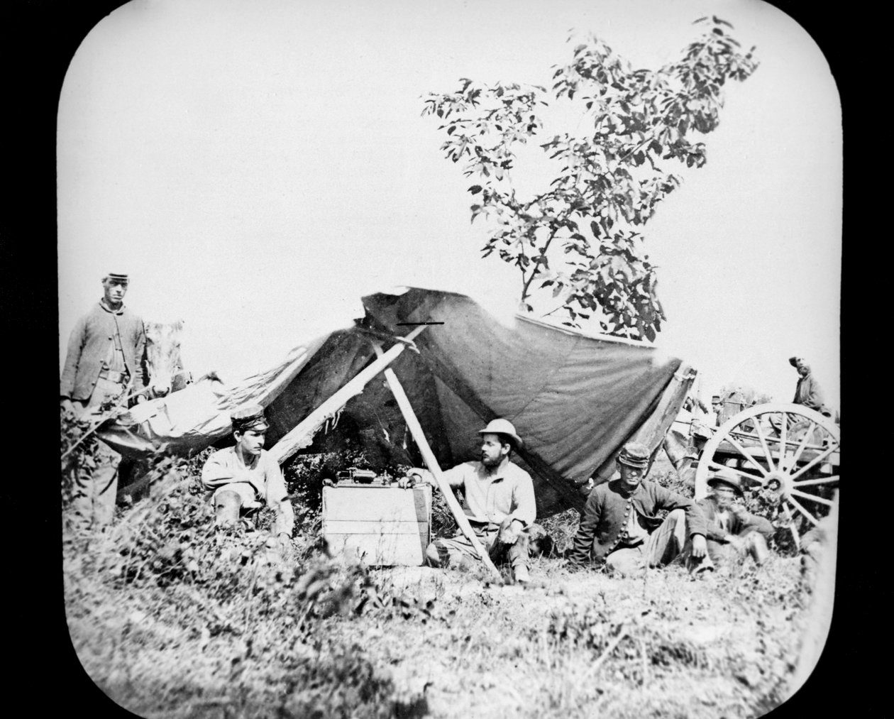 Jedna ze stanic General Grants Union Field Telegraph během americké občanské války, 1861-1865 od Unbekannt