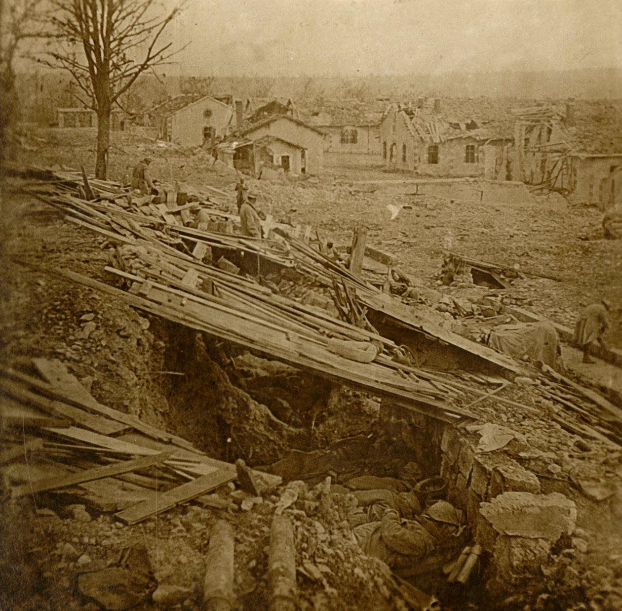 Ubytovna pod širým nebem v Tavannes Fort, Verdun, severní Francie, c1914-c1918 od Unbekannt