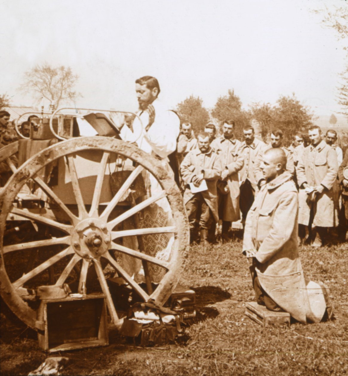 Mše pod širým nebem, Carency, severní Francie, c1914-c1918. od Unbekannt