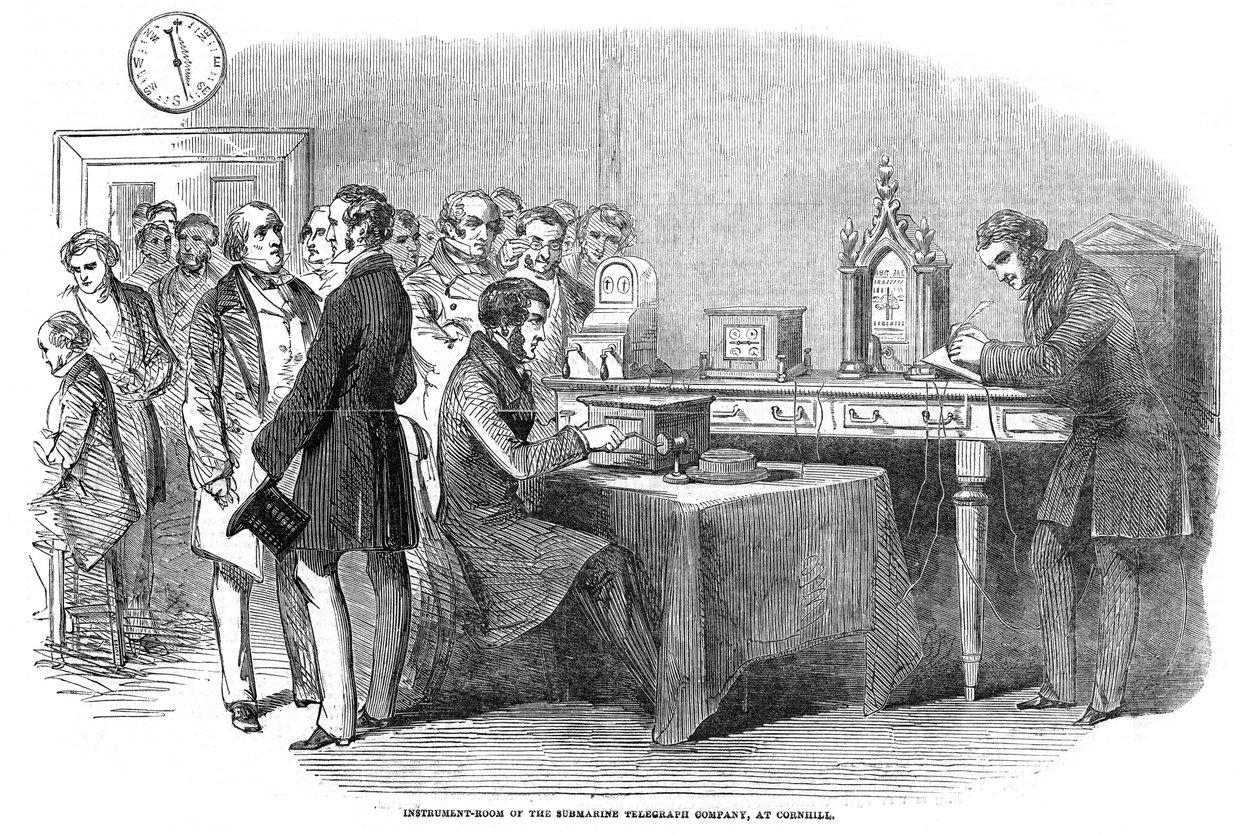 Otevření telegrafního spojení z Londýna do Paříže v roce 1852 od Unbekannt