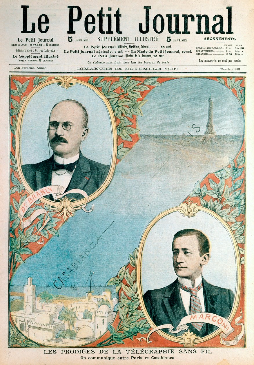 Otevření bezdrátového telegrafního spojení mezi Paříží a Casablankou, 1907 od Unbekannt