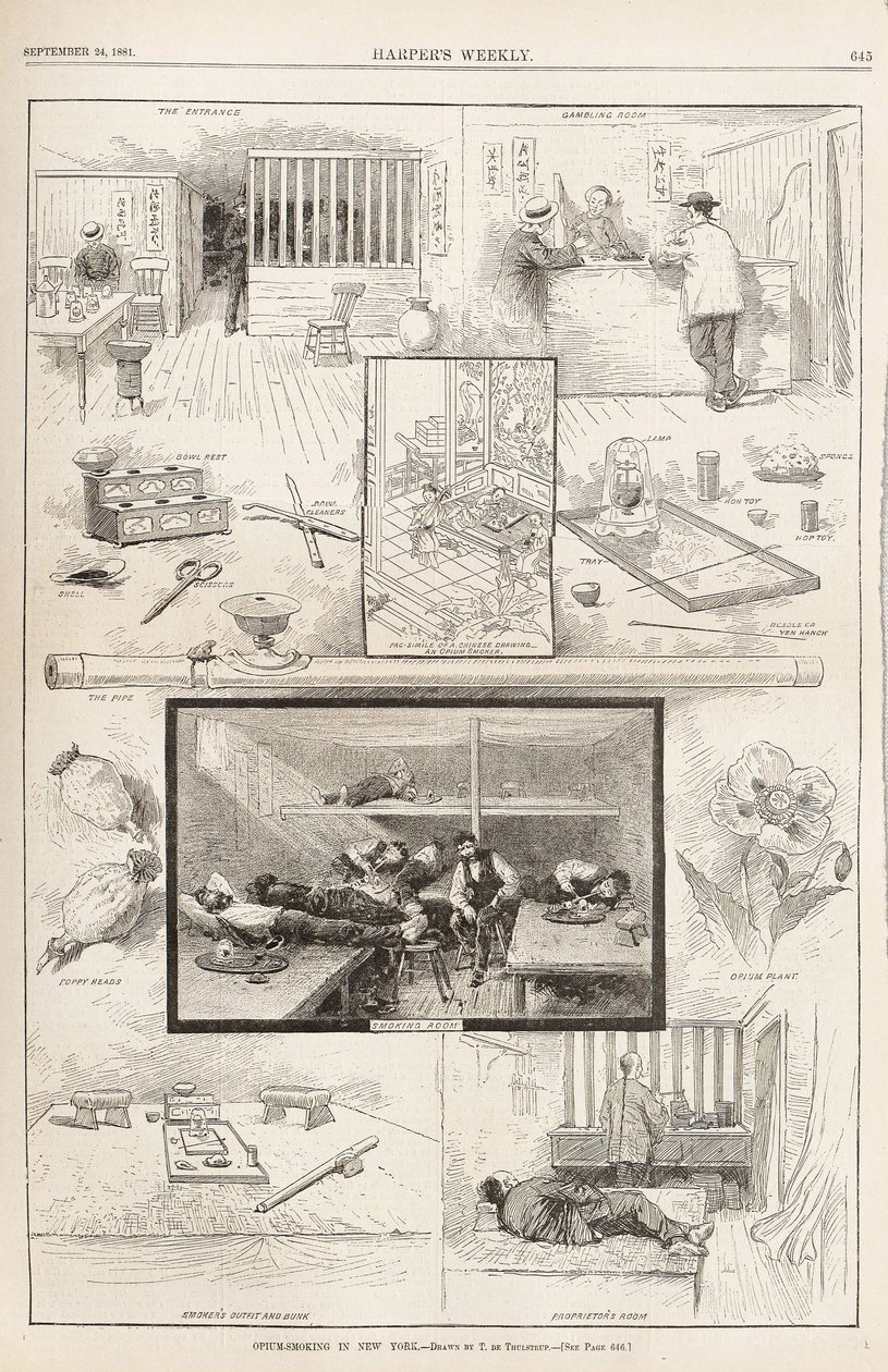 Kouření opia v New Yorku od Harpers Weekly, 24. září 1881, 1881 od Unbekannt