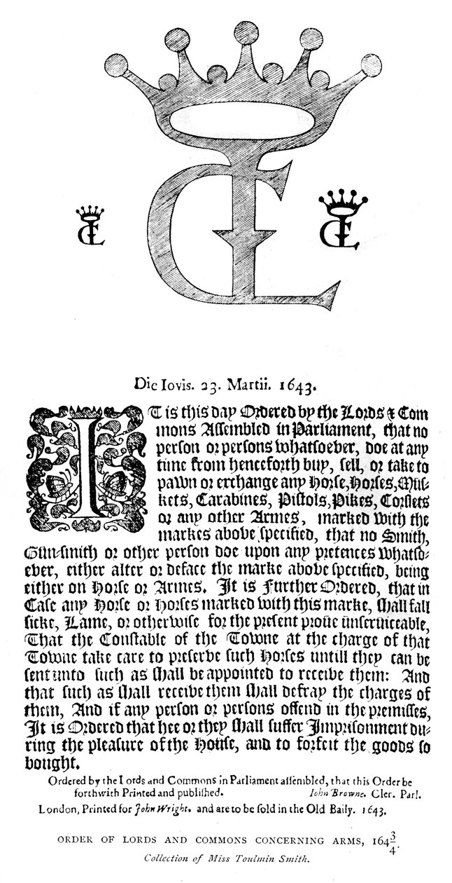 Order of Lords and Commons týkající se zbraní, 16431644, 1893 od Unbekannt