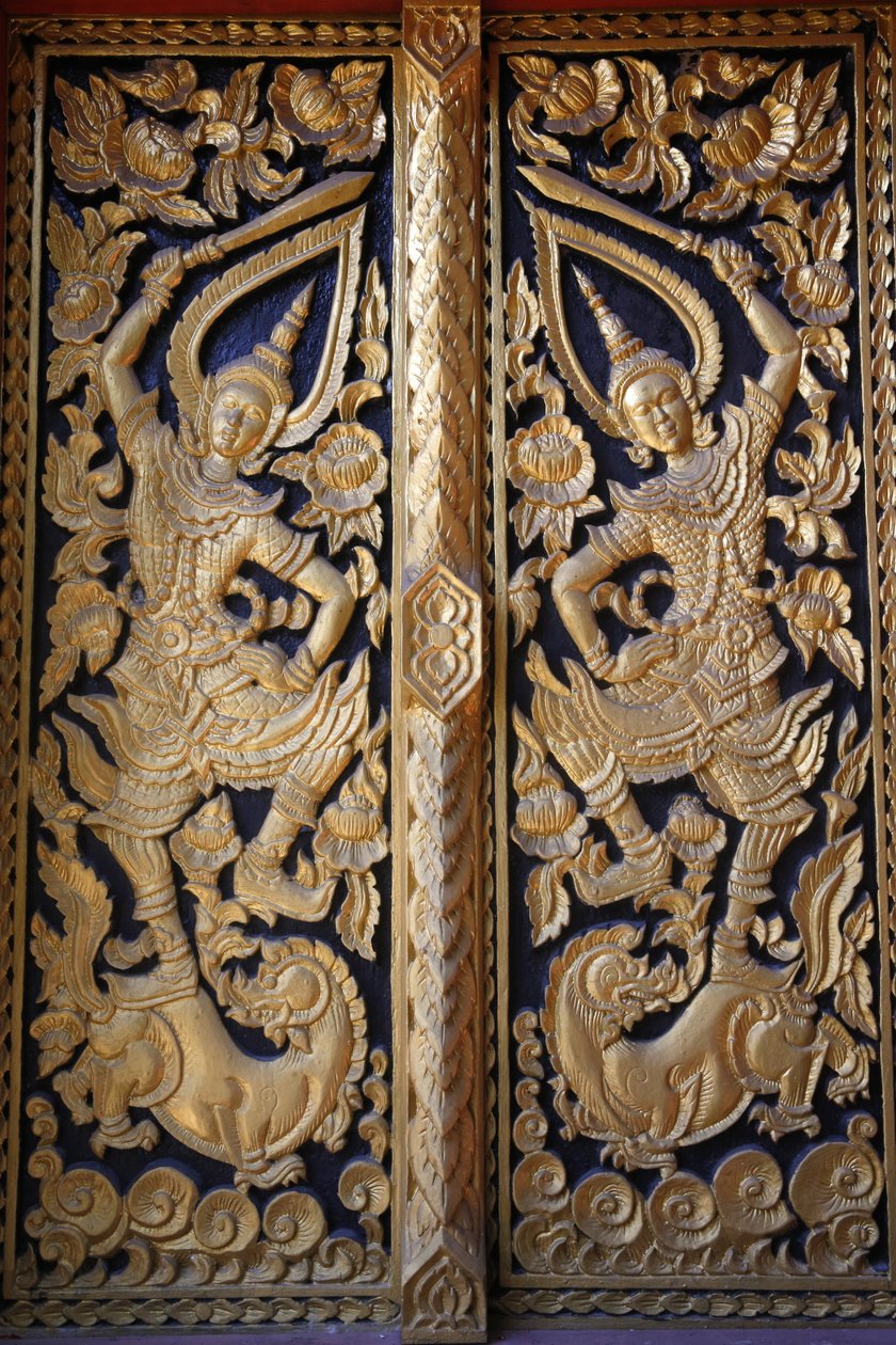 Zdobené dveře chrámu ve Wat Chedi Luang, Chiang Mai. Thajsko od Unbekannt