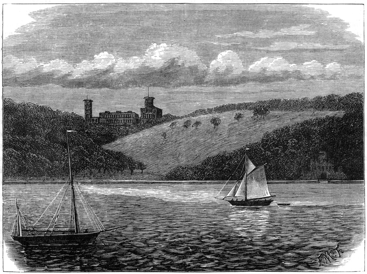 Osborne House, Isle of Wight, jak je vidět z moře, konec 19. století od Unbekannt