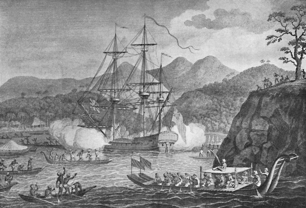 Otaheite se vzdal kapitánu Wallisovi, 1773, 1904 od Unbekannt