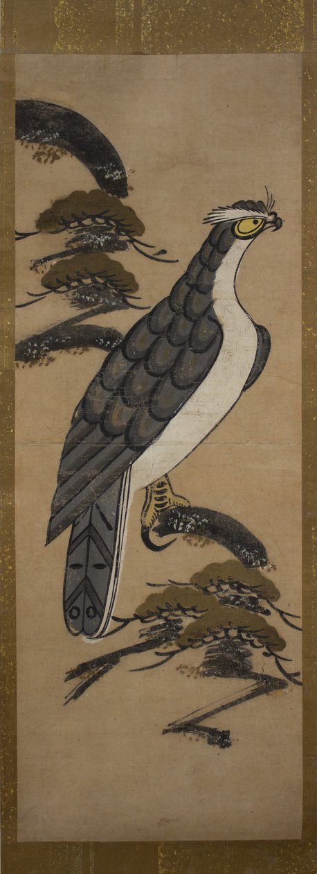 Otsu-e of Falcon on a Pine Tree, 18. století. od Unbekannt