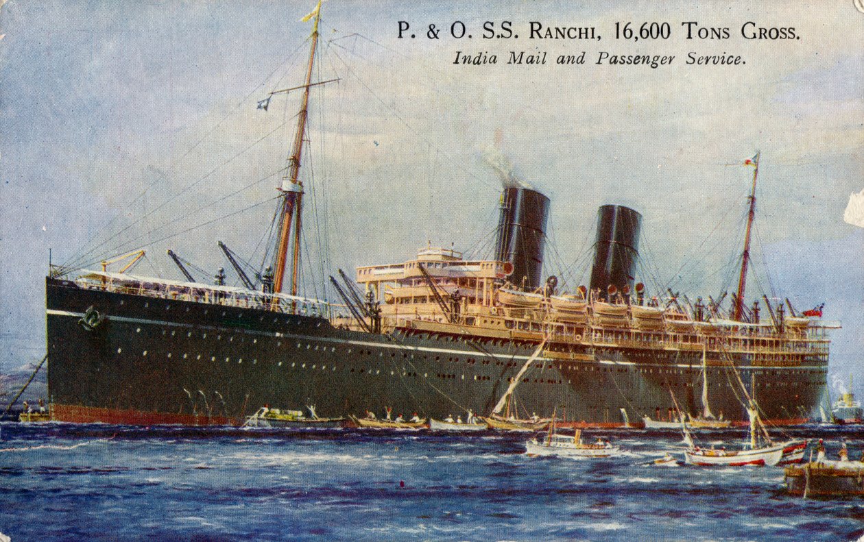 P. & O. S. S. Ranchi, 16 600 tun hrubého, Indie Mail and Passenger Service, 1934. od Unbekannt