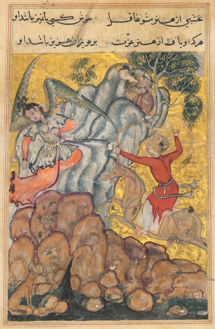 Stránka z Příběhů papouška Tuti-nama: Třicátá čtvrtá noc: Třetí nápadník..., c. 1560. od Unbekannt