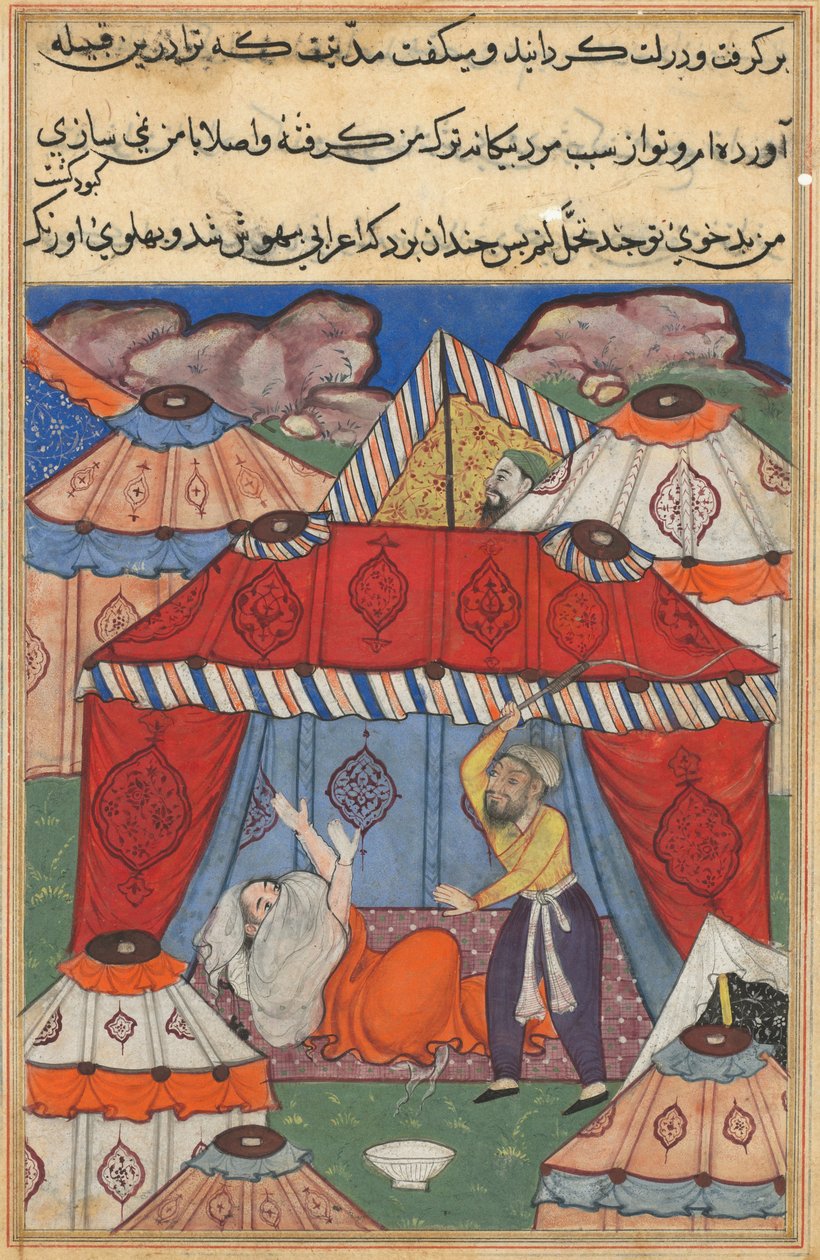 Stránka z Příběhů papouška Tuti-nama: Dvacátá čtvrtá noc: Převlečený Arab..., c. 1560. od Unbekannt