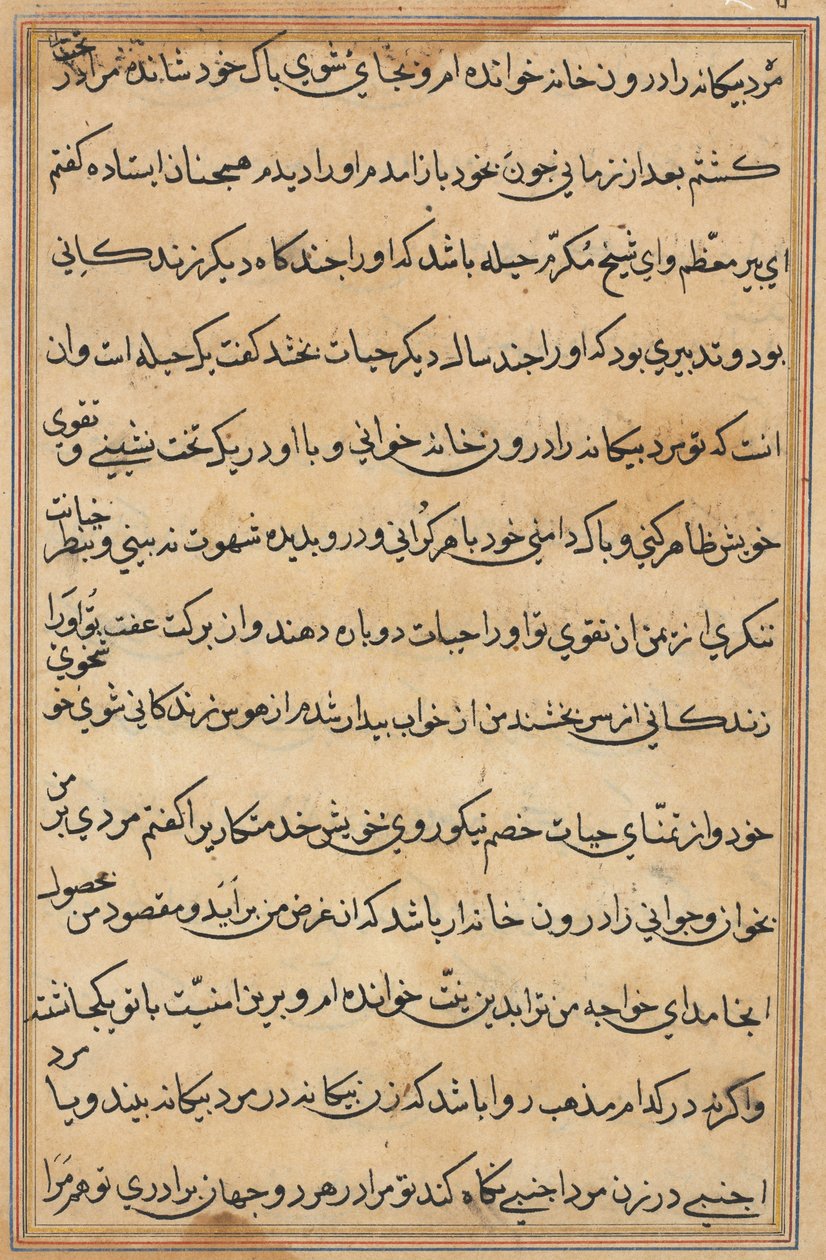 Stránka z Příběhů papouška Tuti-nama: textová stránka, c. 1560. od Unbekannt