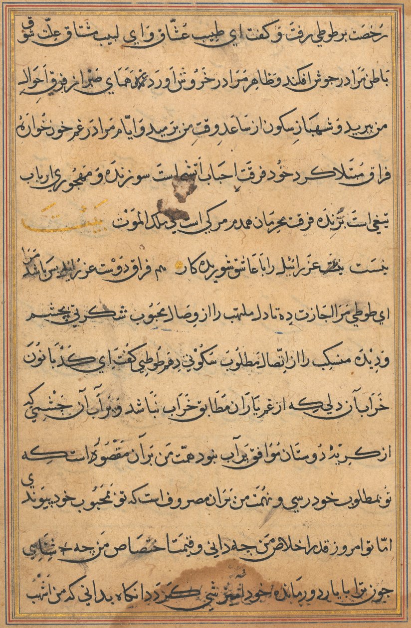 Stránka z Příběhů papouška Tuti-nama: textová stránka, c. 1560. od Unbekannt