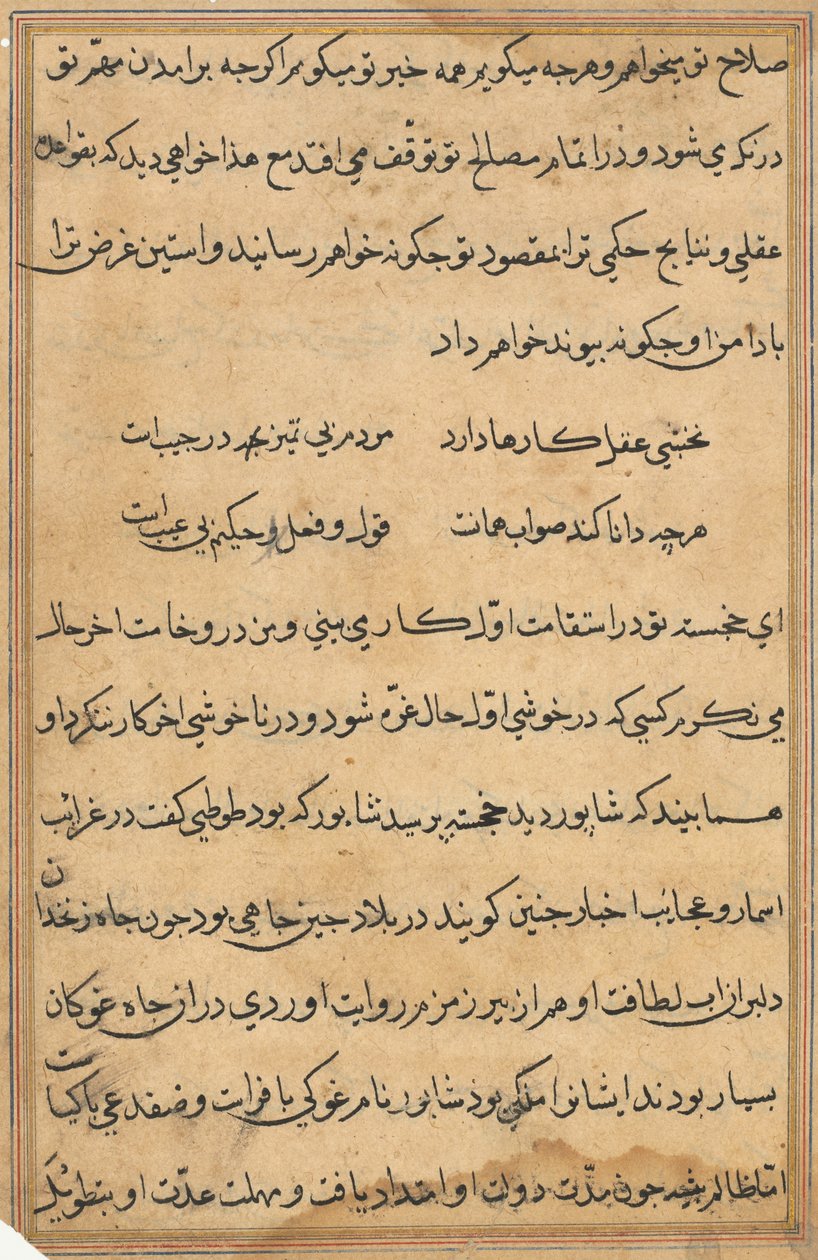 Stránka z Příběhů papouška Tuti-nama: textová stránka, c. 1560. od Unbekannt