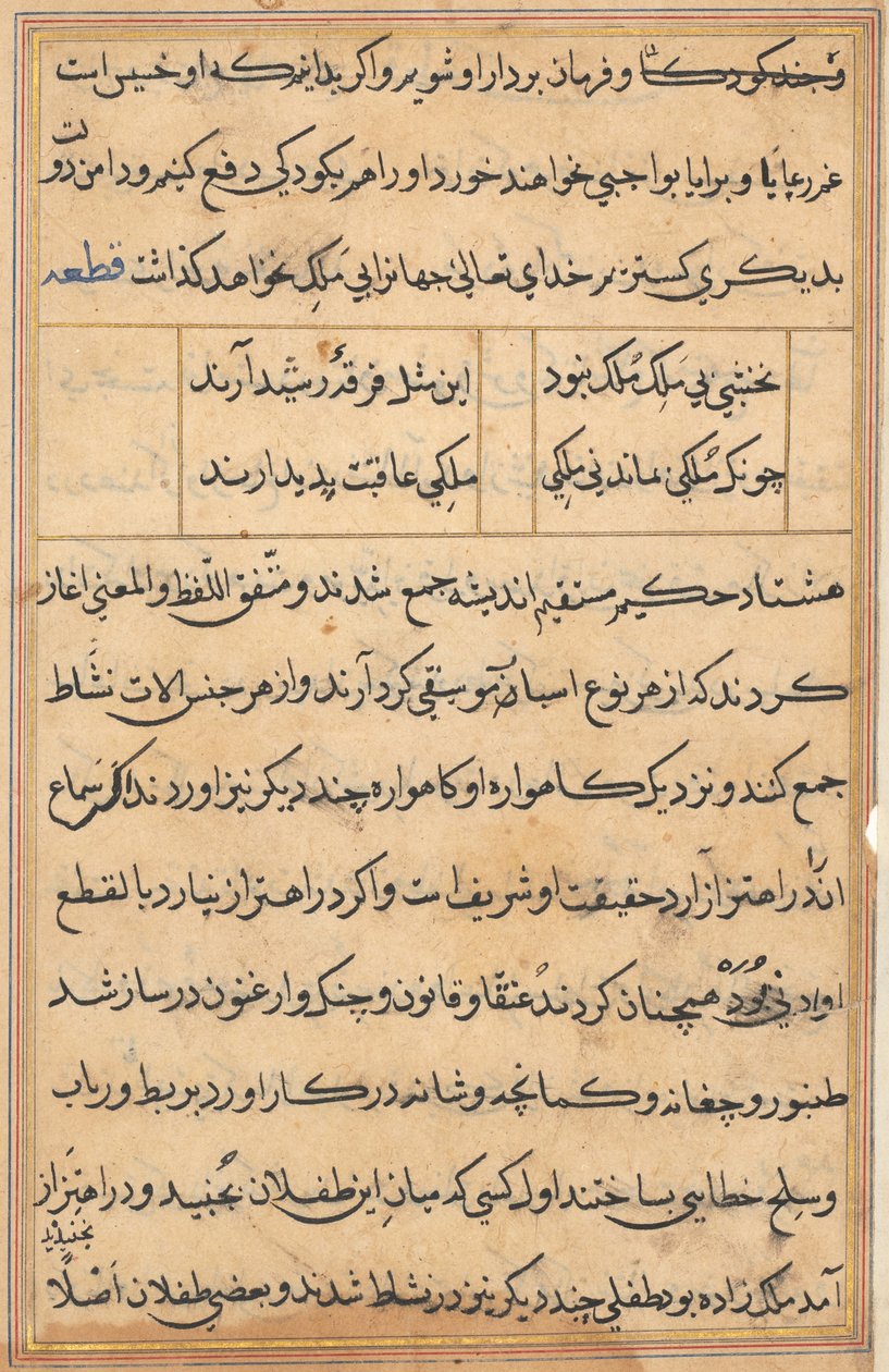 Stránka z Příběhů papouška Tuti-nama: textová stránka, c. 1560. od Unbekannt