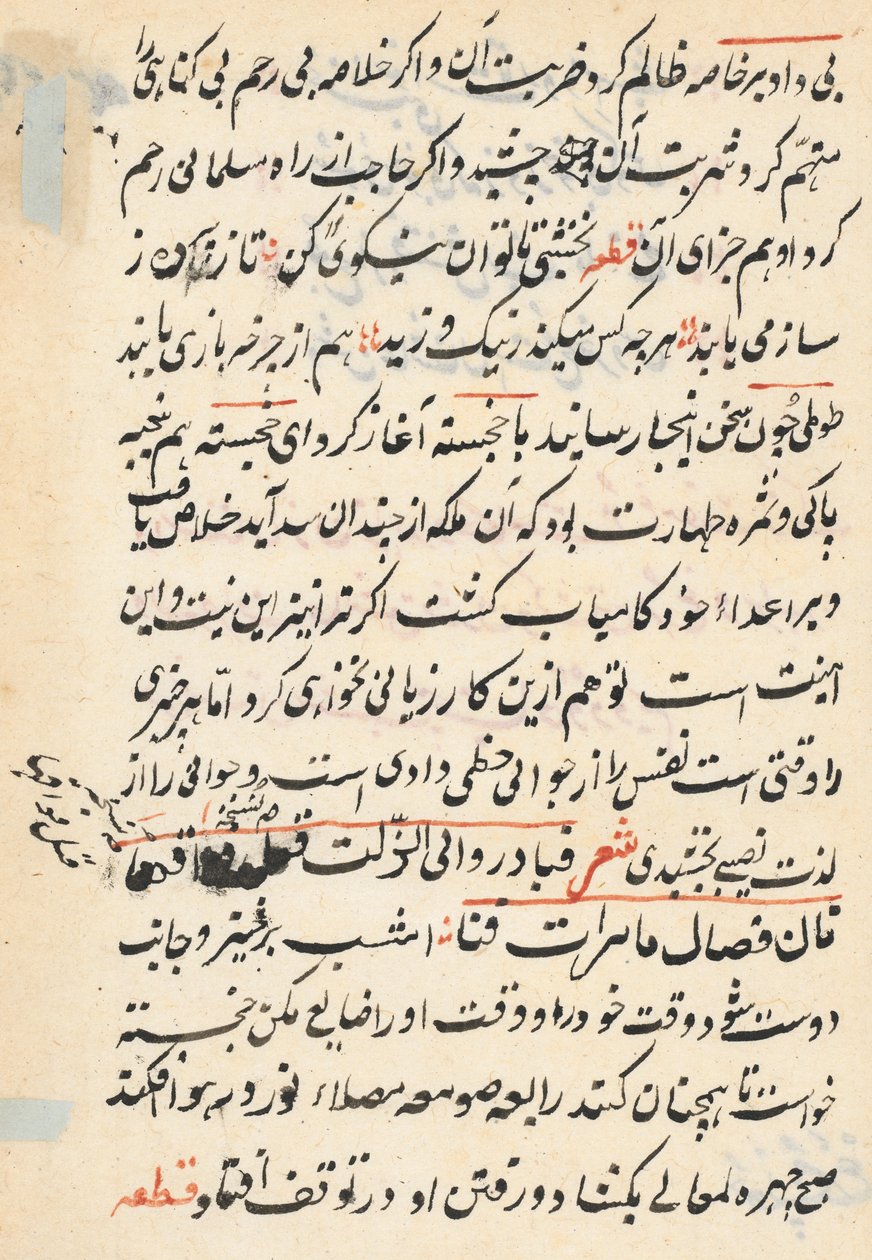 Stránka z Příběhů papouška Tuti-nama: textová stránka, c. 1560. od Unbekannt