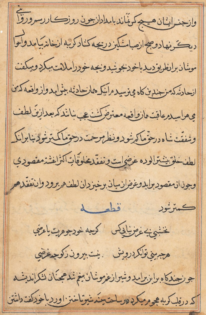 Stránka z Příběhů papouška Tuti-nama: textová stránka, c. 1560. od Unbekannt