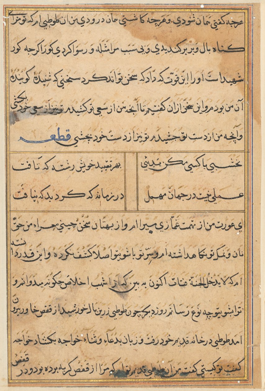 Stránka z Příběhů papouška Tuti-nama: textová stránka, c. 1560. od Unbekannt