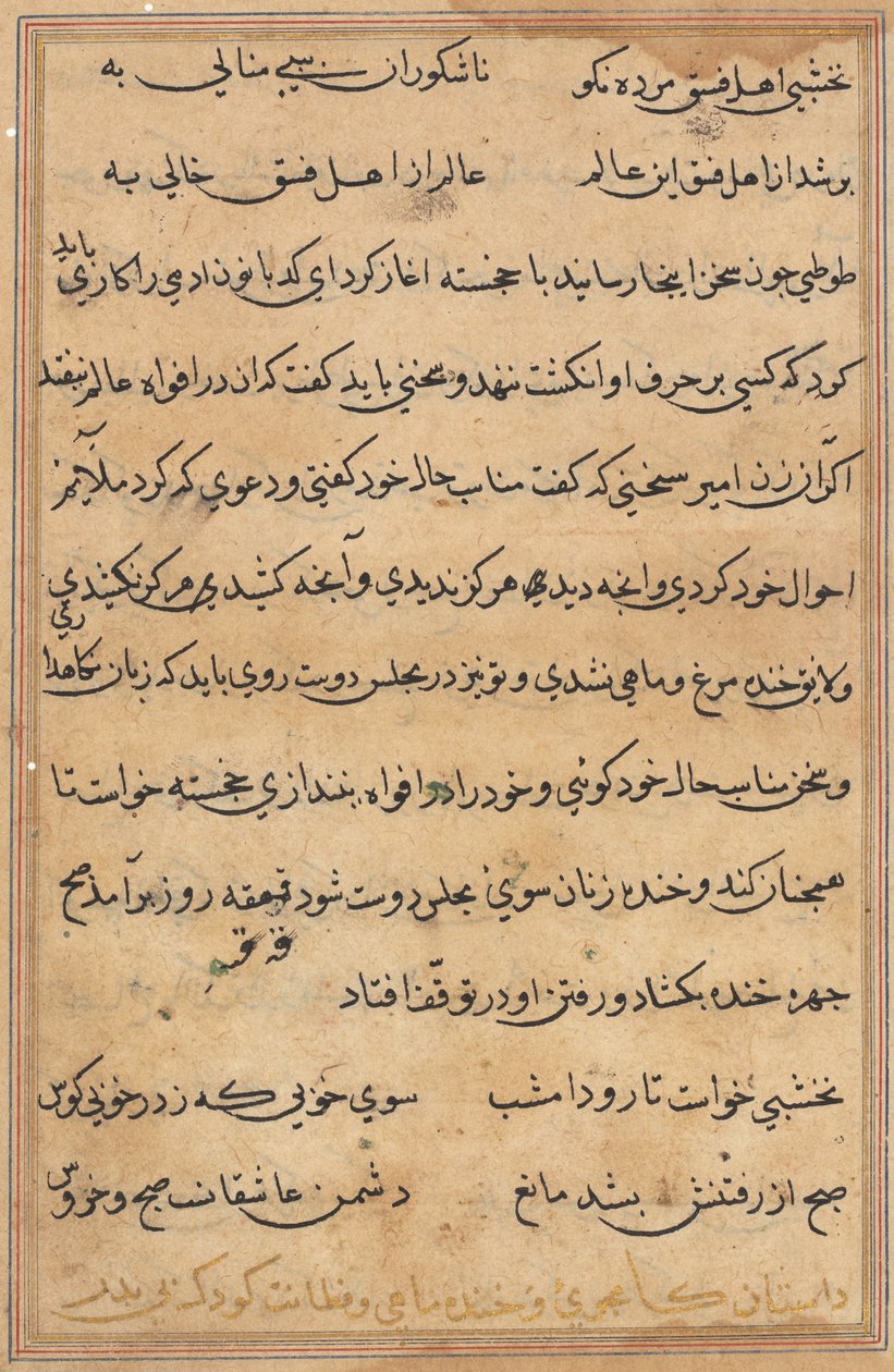 Stránka z Příběhů papouška Tuti-nama: textová stránka, c. 1560. od Unbekannt