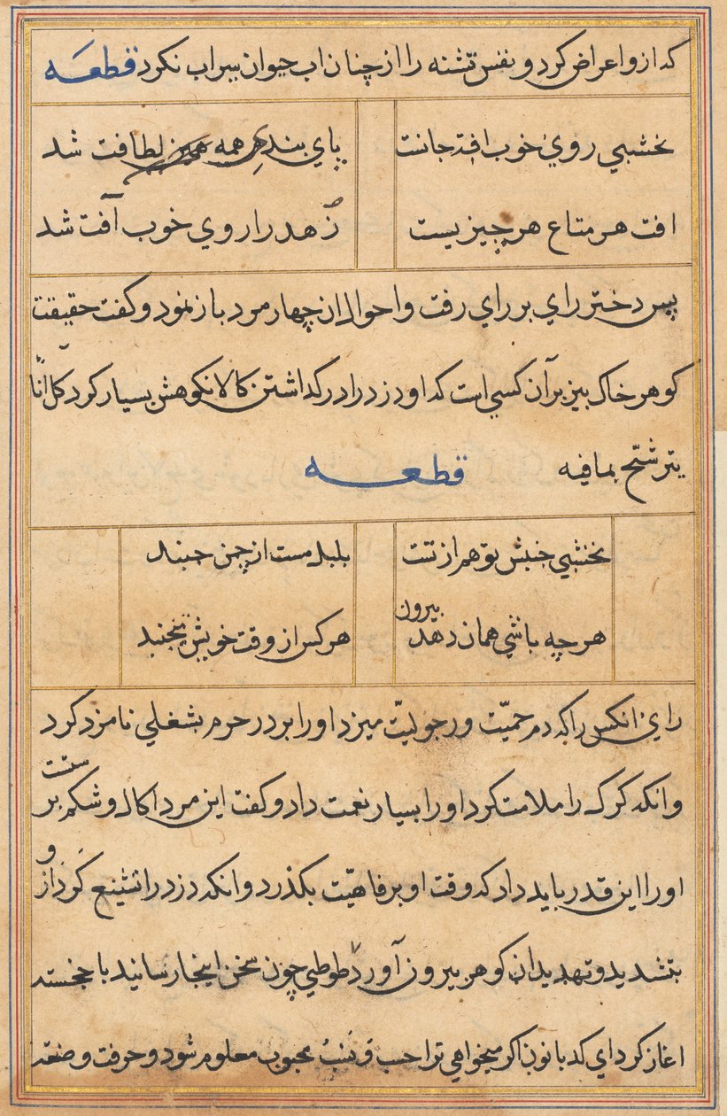 Stránka z Příběhů papouška Tuti-nama: textová stránka, c. 1560. od Unbekannt