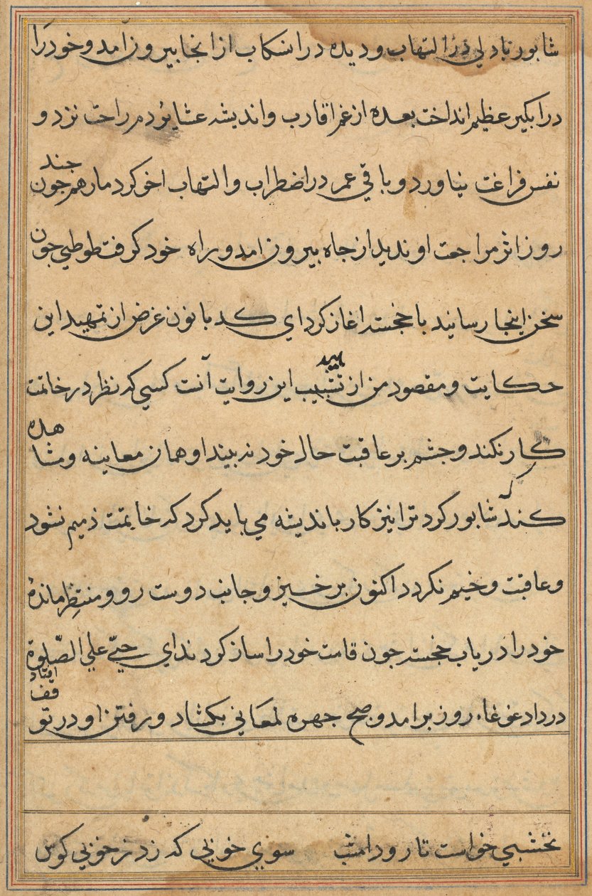 Stránka z Příběhů papouška Tuti-nama: textová stránka, c. 1560. od Unbekannt