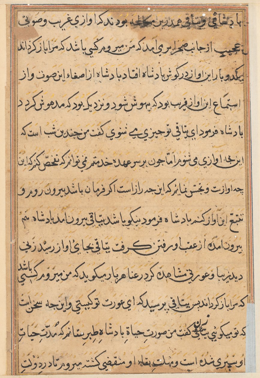 Stránka z Příběhů papouška Tuti-nama: textová stránka, c. 1560. od Unbekannt