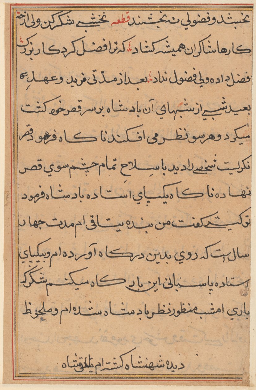 Stránka z Příběhů papouška Tuti-nama: textová stránka, c. 1560. od Unbekannt
