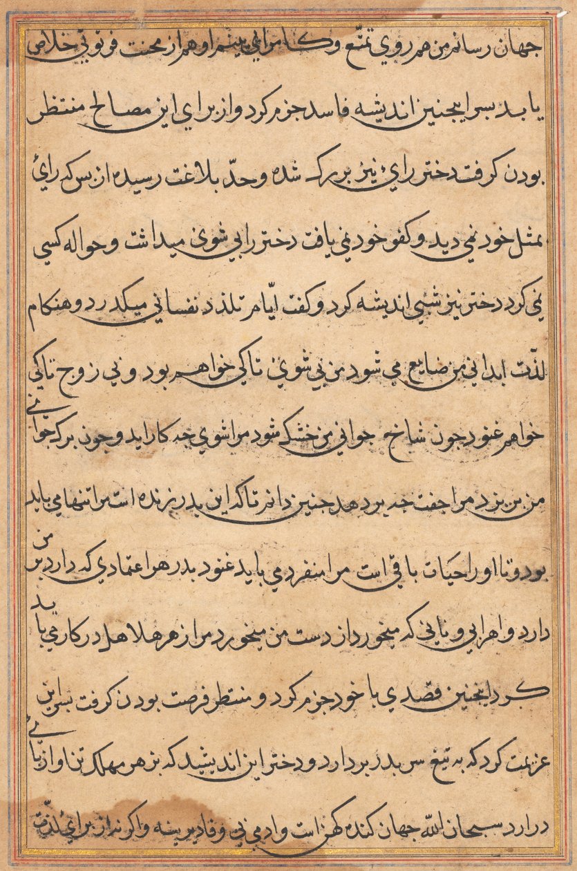 Stránka z Příběhů papouška Tuti-nama: textová stránka, c. 1560. od Unbekannt
