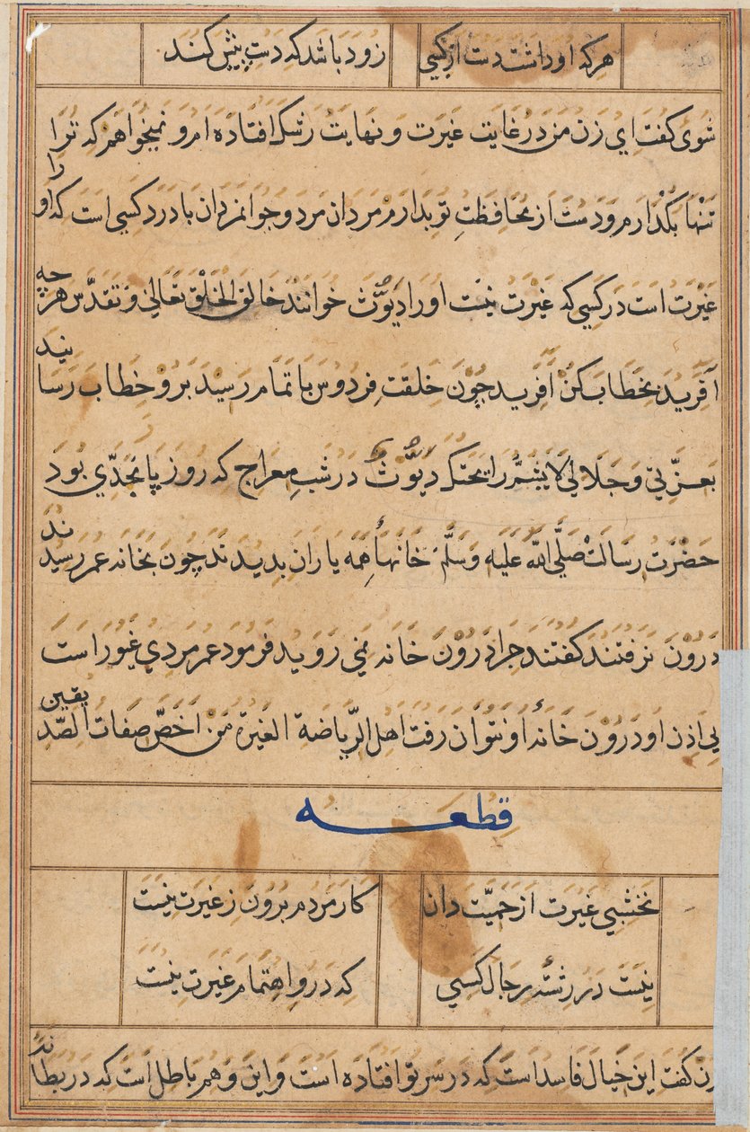 Page from Tales of a Parrot Tuti-nama: text page, c. 1560.  od Unbekannt