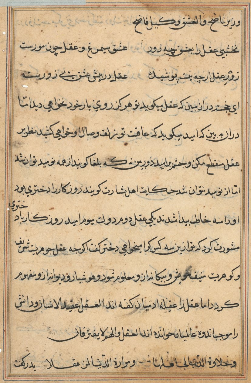 Stránka z Příběhů papouška Tuti-nama: textová stránka, c. 1560. od Unbekannt