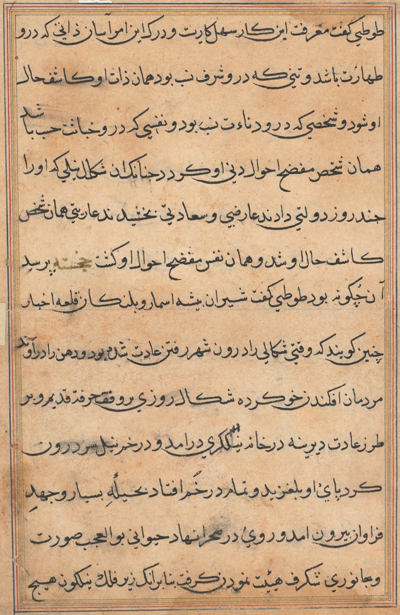 Stránka z Příběhů papouška Tuti-nama: textová stránka, c. 1560. od Unbekannt