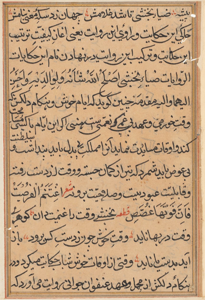 Stránka z Příběhů papouška Tuti-nama: textová stránka, c. 1560. od Unbekannt