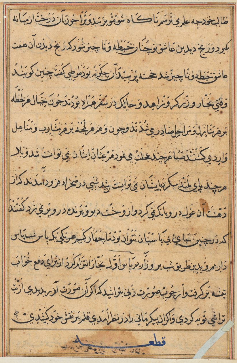 Stránka z Příběhů papouška Tuti-nama: textová stránka, c. 1560. od Unbekannt