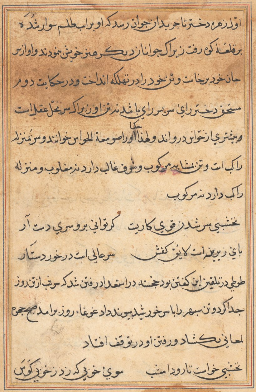 Stránka z Příběhů papouška Tuti-nama: textová stránka, c. 1560. od Unbekannt