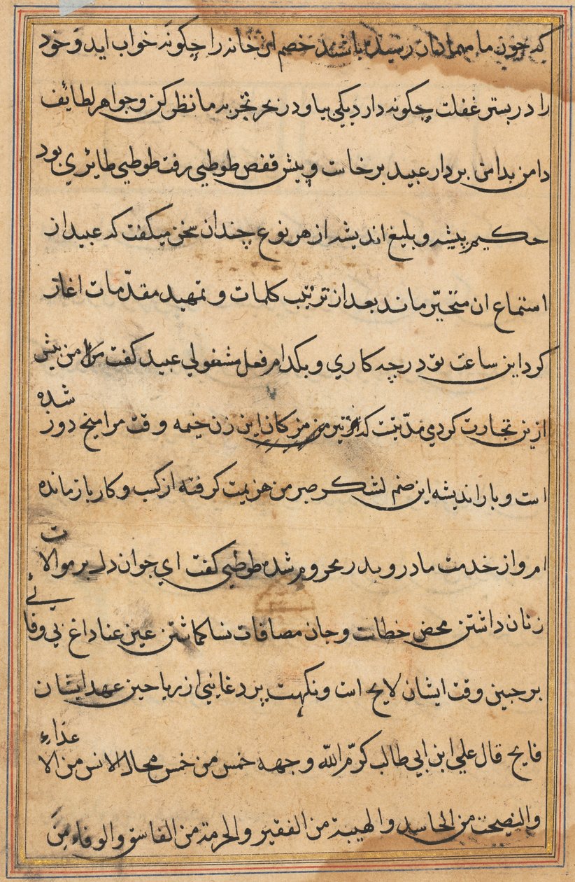 Stránka z Příběhů papouška Tuti-nama: textová stránka, c. 1560. od Unbekannt