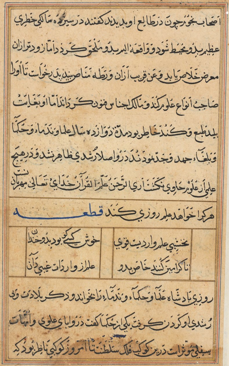 Stránka z Příběhů papouška Tuti-nama: textová stránka, c. 1560. od Unbekannt