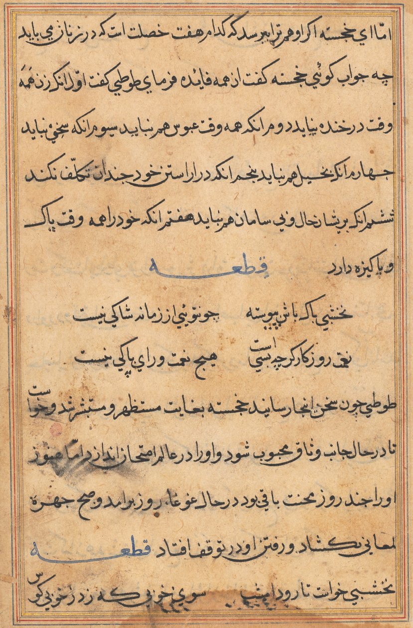 Stránka z Příběhů papouška Tuti-nama: textová stránka, c. 1560. od Unbekannt