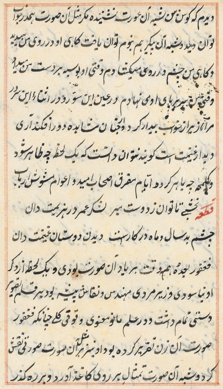 Stránka z Příběhů papouška Tuti-nama: textová stránka, c. 1560. od Unbekannt