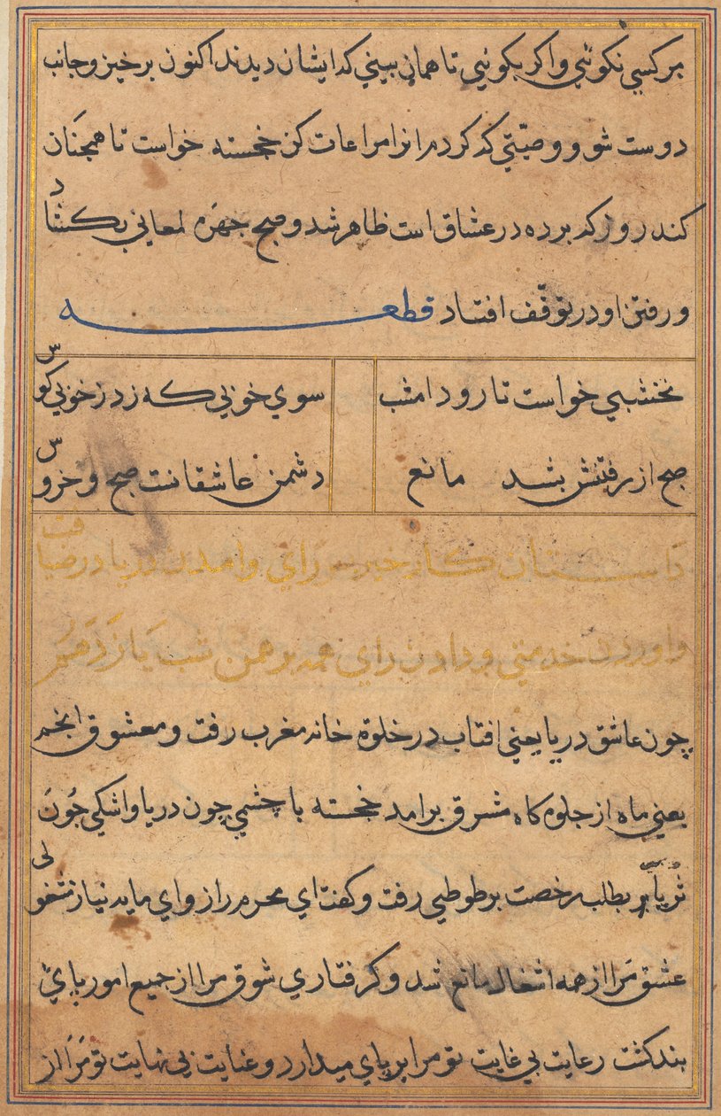 Stránka z Příběhů papouška Tuti-nama: textová stránka, c. 1560. od Unbekannt