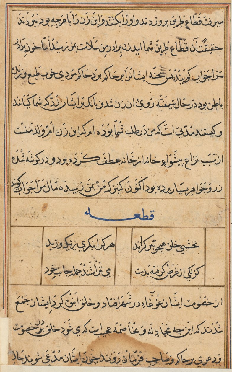 Stránka z Příběhů papouška Tuti-nama: textová stránka, c. 1560. od Unbekannt