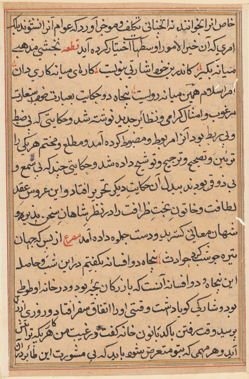Stránka z Příběhů papouška Tuti-nama: textová stránka, c. 1560. od Unbekannt