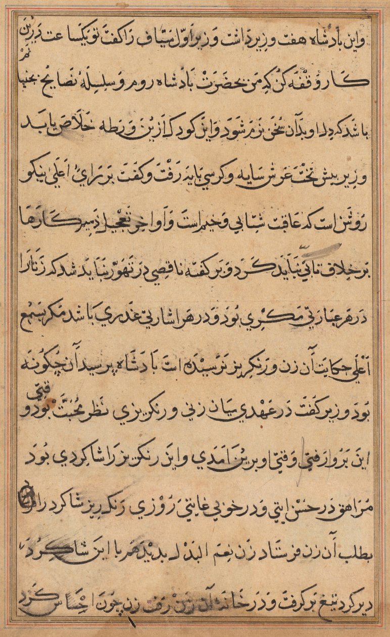 Stránka z Příběhů papouška Tuti-nama: textová stránka, c. 1560. od Unbekannt